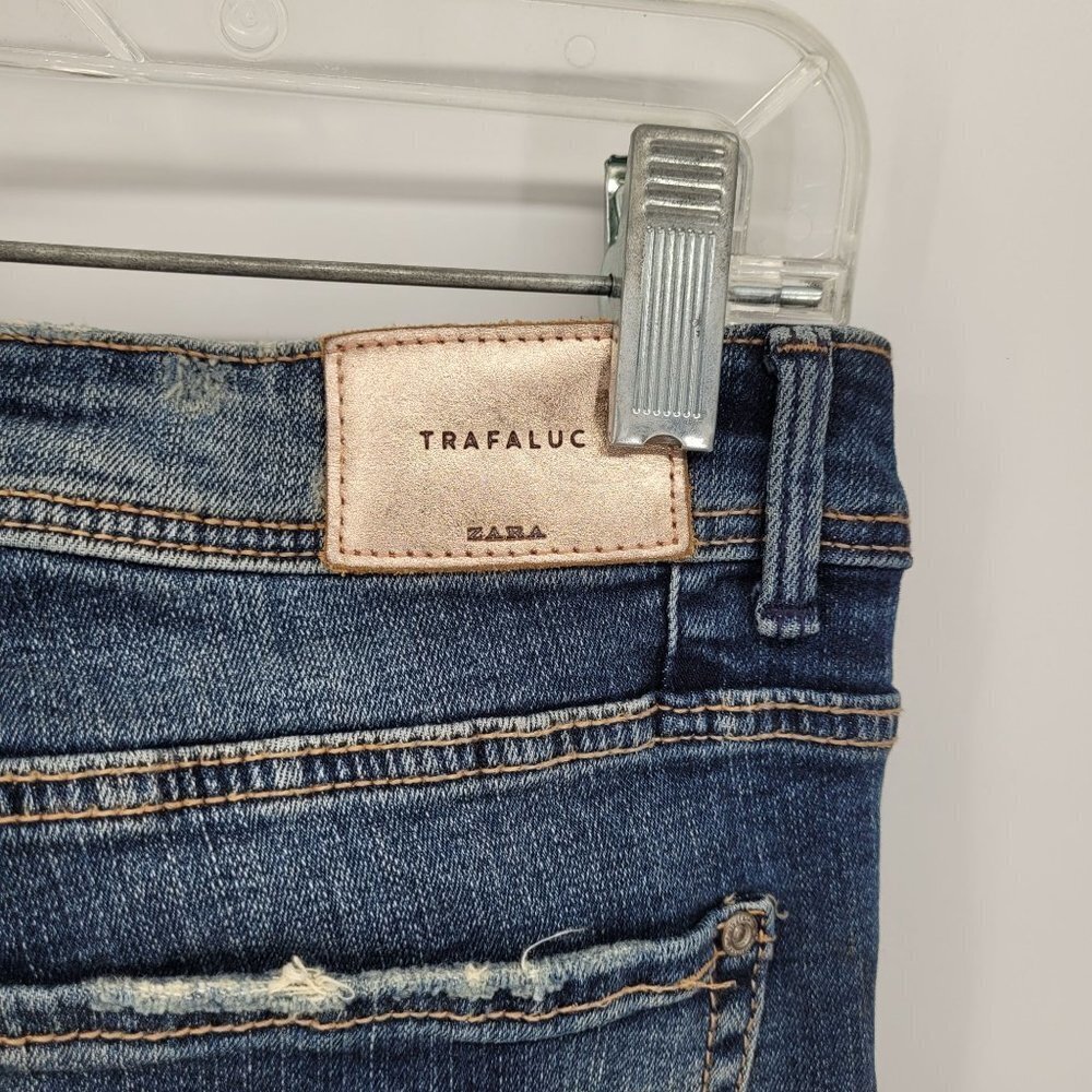 Zara trafaluc Womens size 8 blue skinny jeans distressed medium Wash - Picture 5 of 7